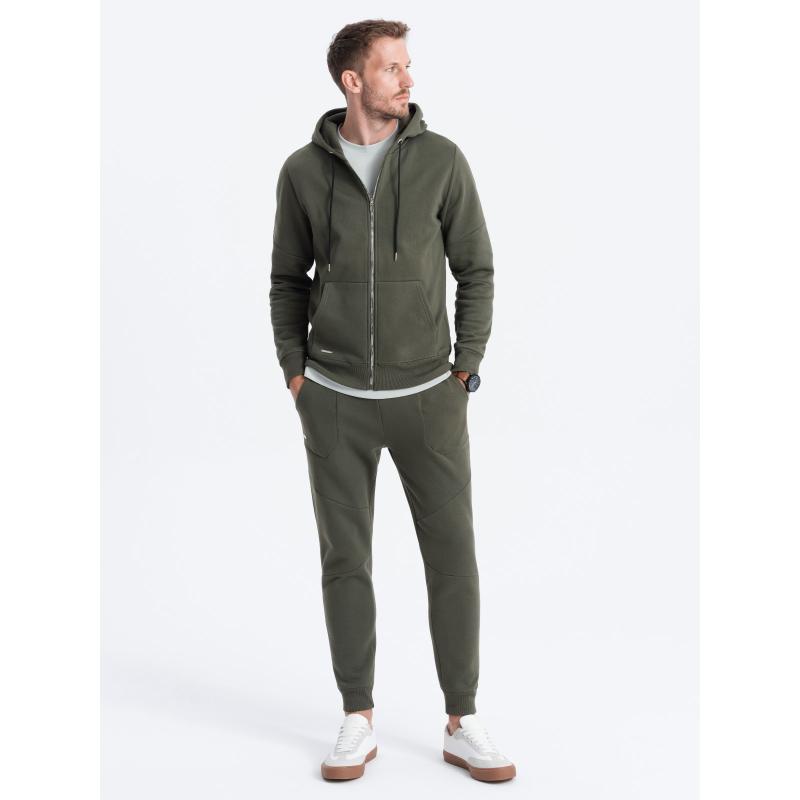 Pánská mikinová souprava rozepínací mikina + tepláky V2 Z63 olivová