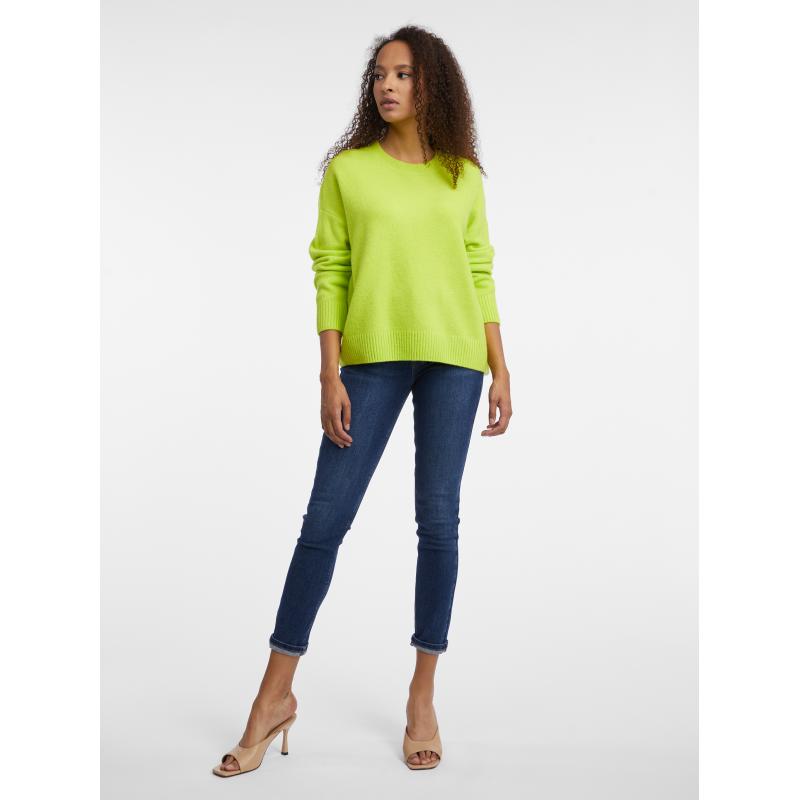 Neónovo zelený dámsky sveter