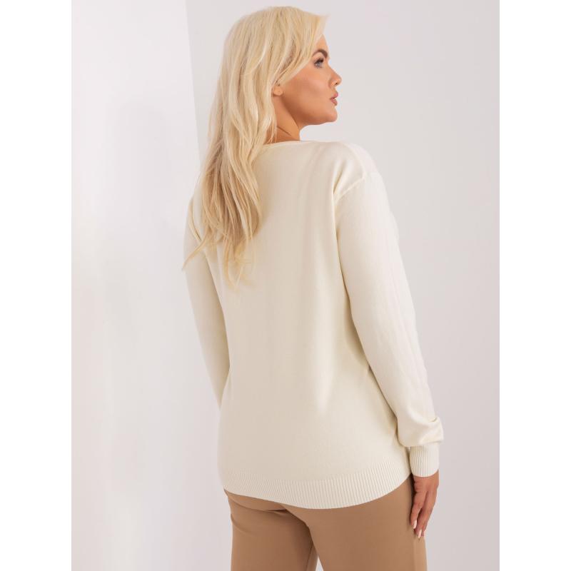 Dámský svetr s knoflíky plus size KALER krémový