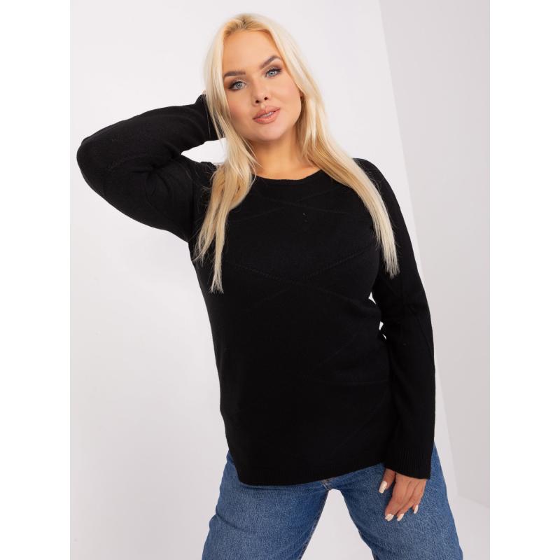 Dámský svetr s viskózou asymetrický plus size TINU černý 