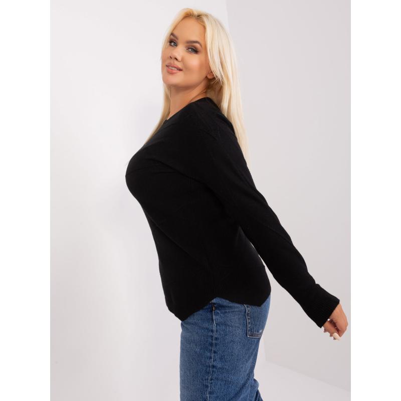 Dámský svetr s viskózou asymetrický plus size TINU černý 