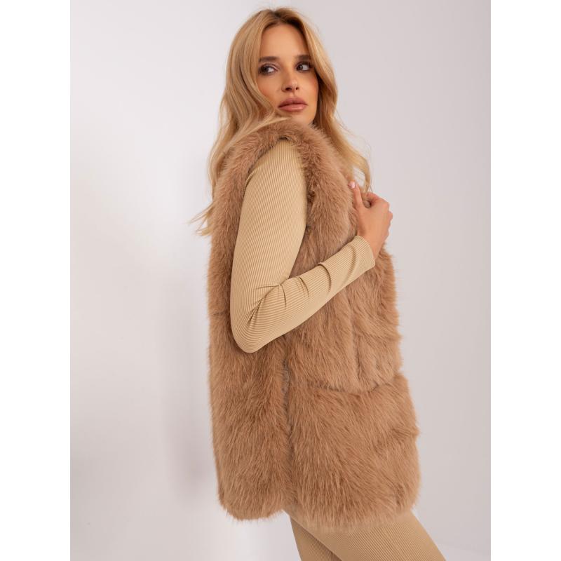 Dámská vesta s kožešinou CAVA hnědá 