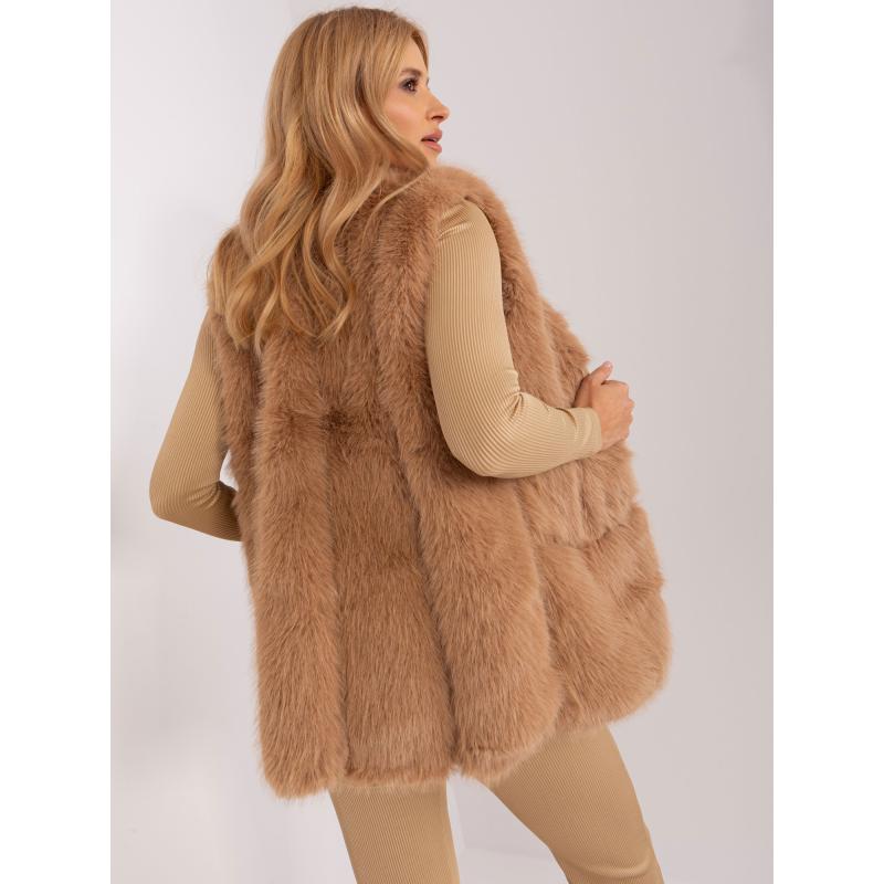Dámská vesta s kožešinou CAVA hnědá 
