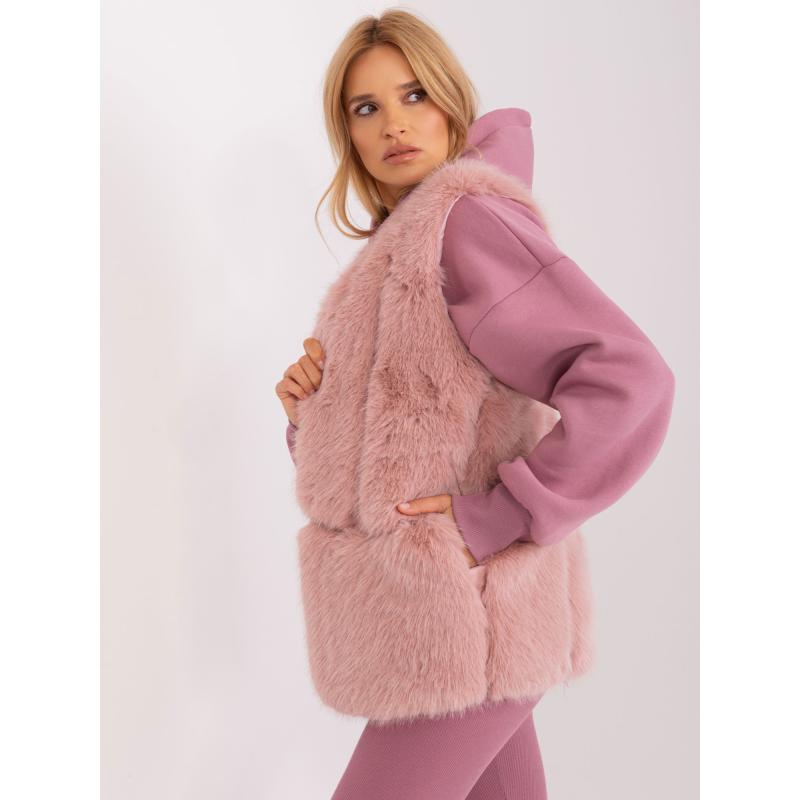 Dámská vesta s kožešinou CAVA světle růžová 