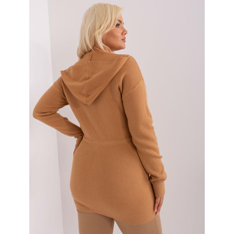 Dámský svetr plus size s kapsami AGEON hnědá  