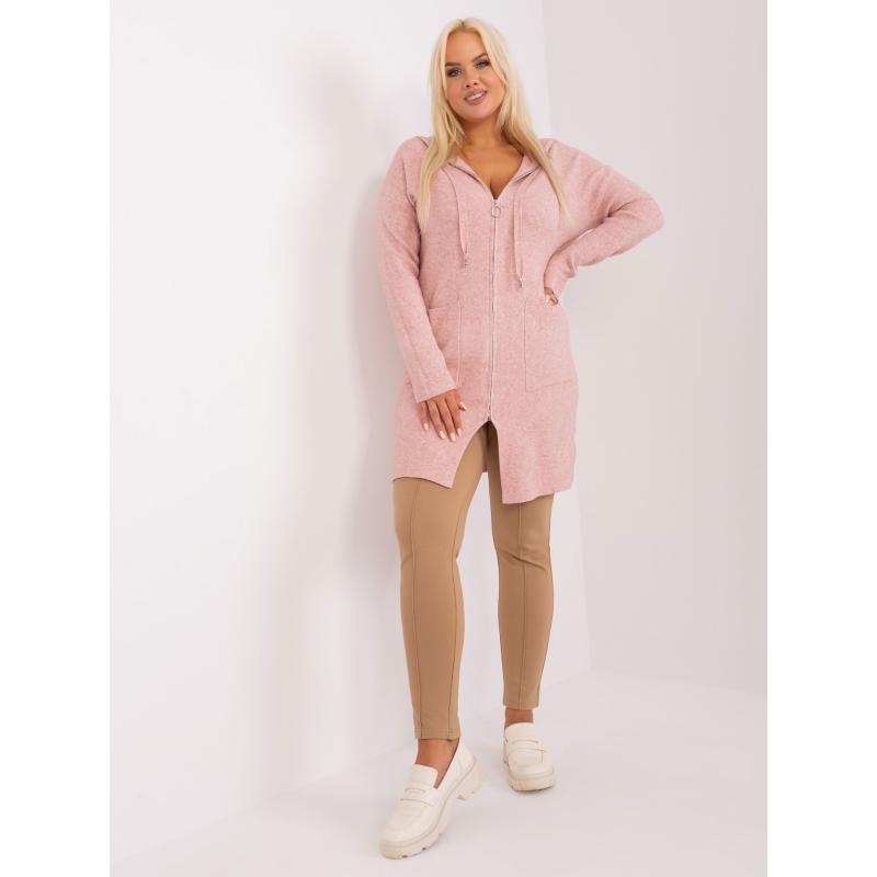 Dámský svetr s viskózou plus size RANAK světle růžový 