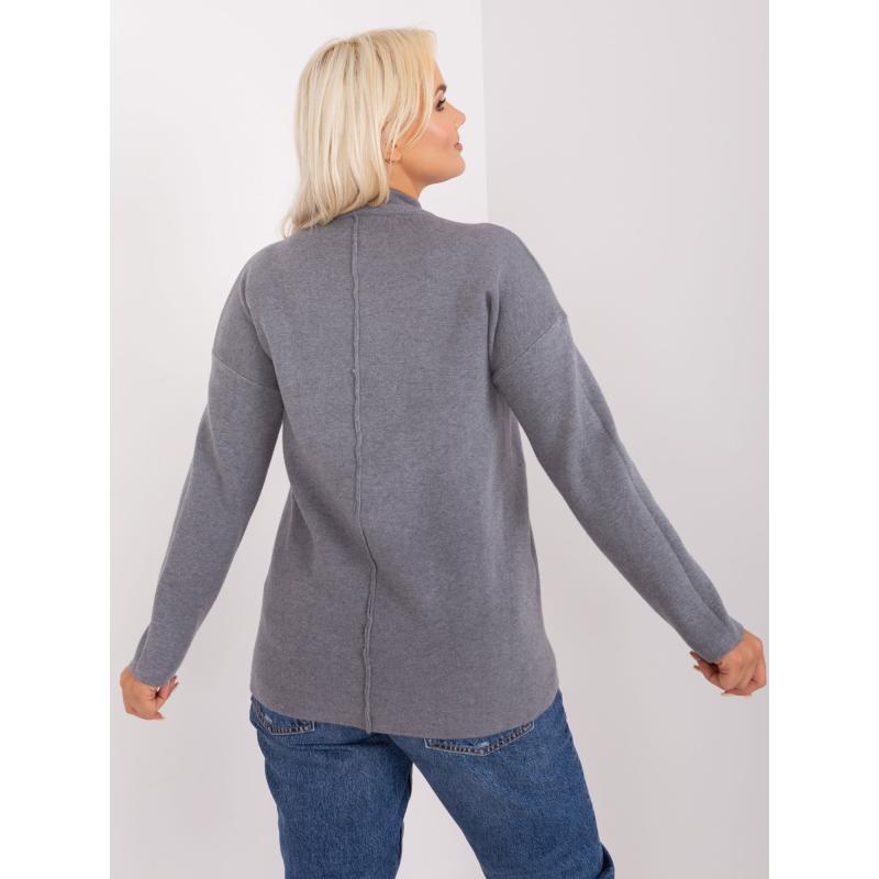 Dámský svetr se zipy plus size LOROLD tmavě šedý 