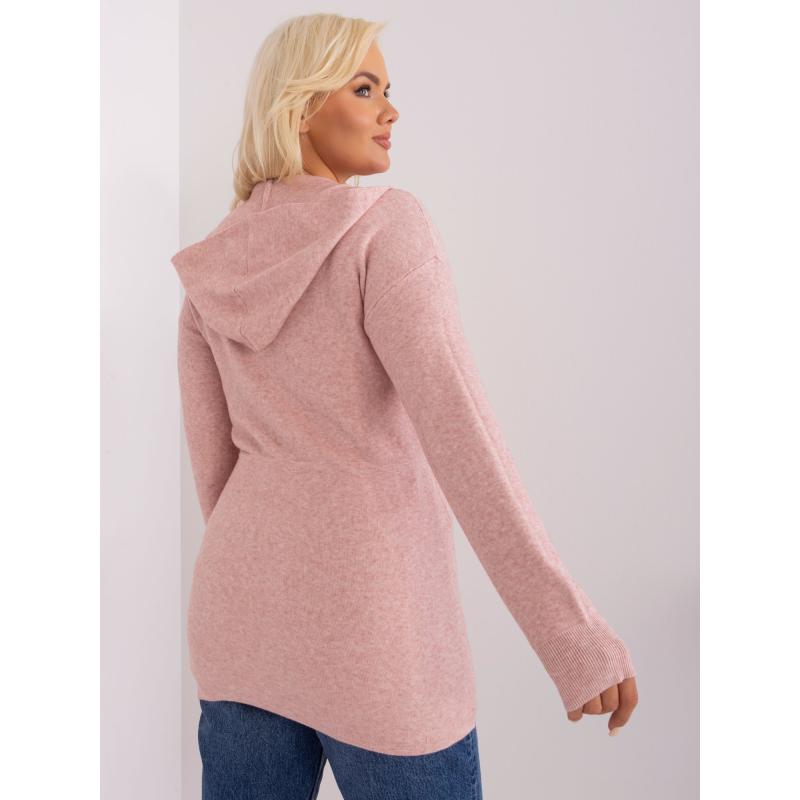 Dámský svetr plus size nadměrné velikosti s viskózou MEME světle růžový 