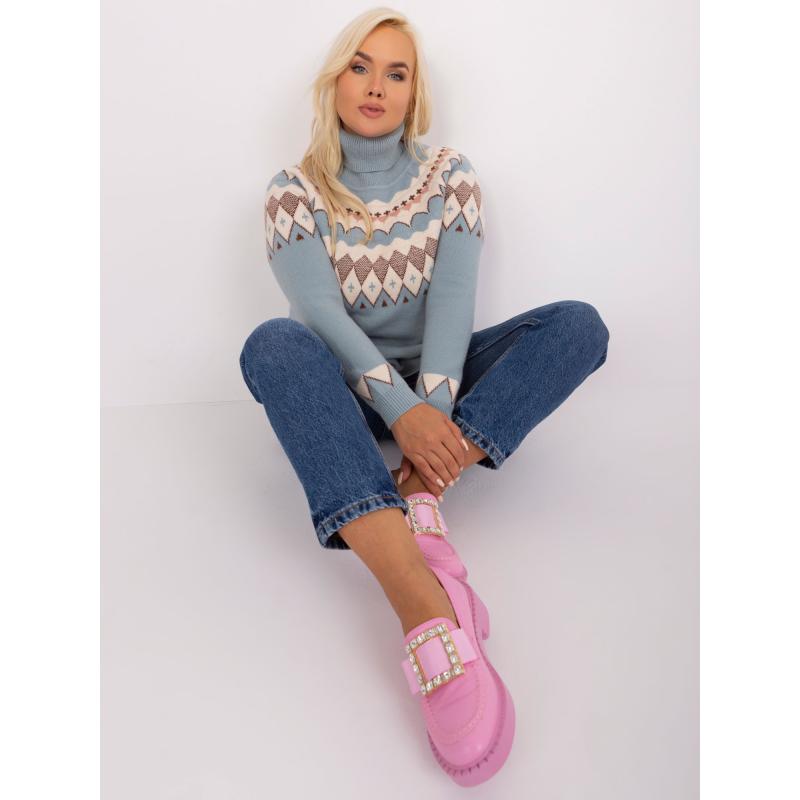 Dámský svetr s rolákem plus size ELYML mátový