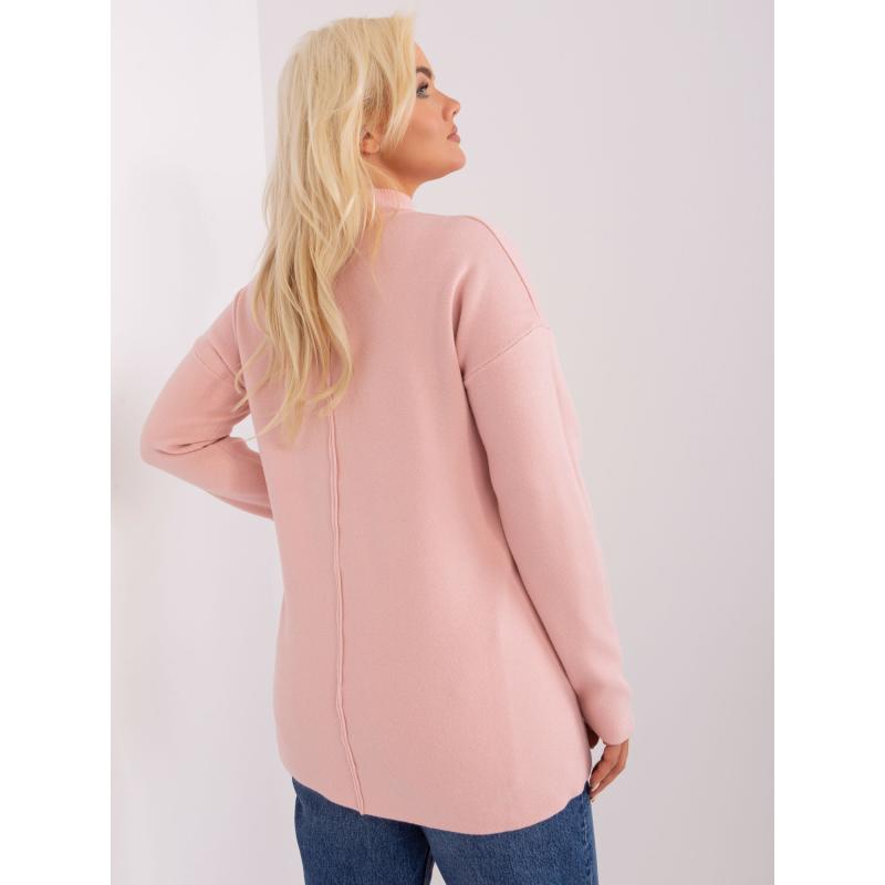 Női félgarbós garbó pulóver plus size ECHORO világos rózsaszín