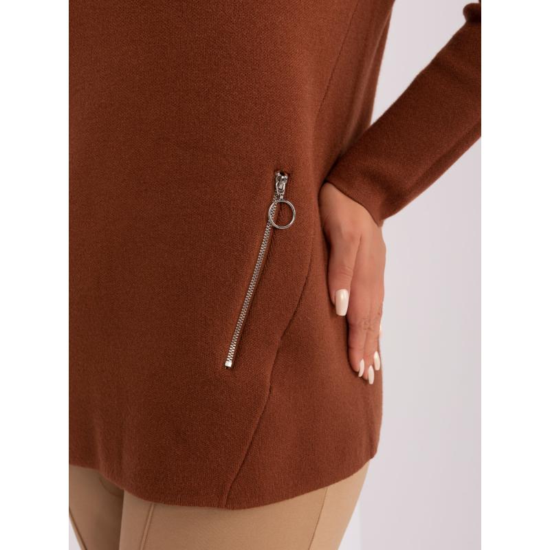 Dámský svetr s viskózou plus size LORENTHO hnědý