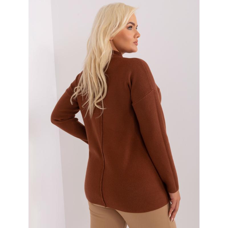 Dámský svetr s viskózou plus size LORENTHO hnědý