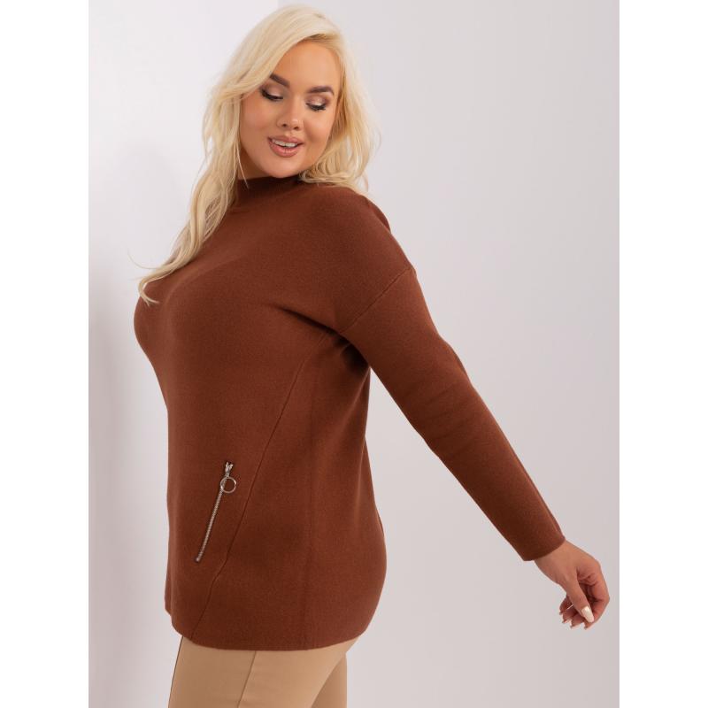 Dámský svetr s viskózou plus size LORENTHO hnědý