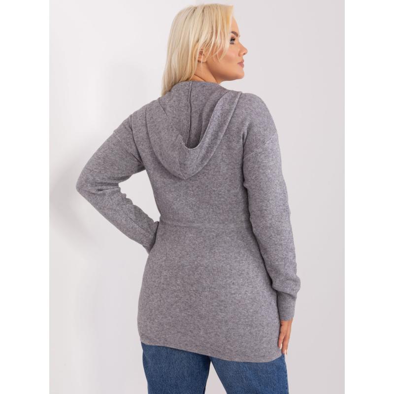 Dámský svetr se zipem plus size LYE šedý 