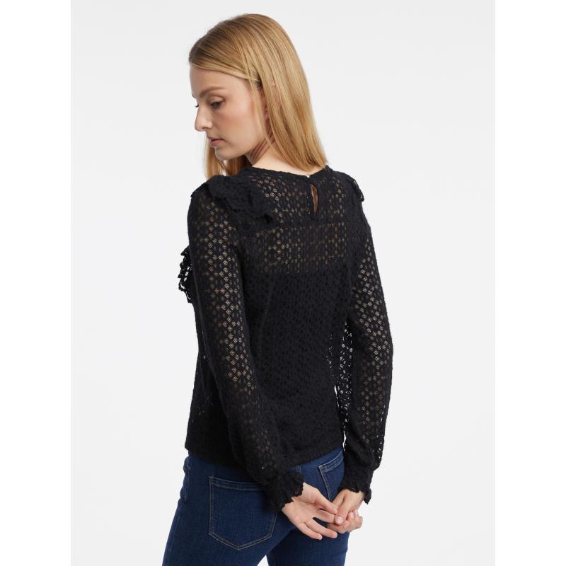 Fekete női mintás blúz
