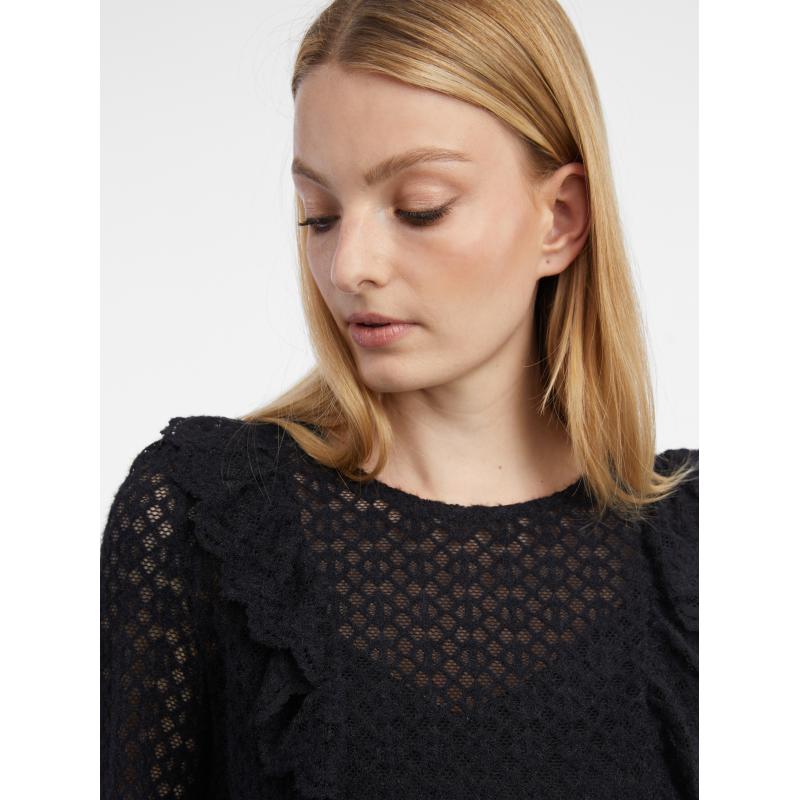 Fekete női mintás blúz