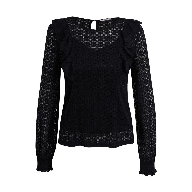 Fekete női mintás blúz