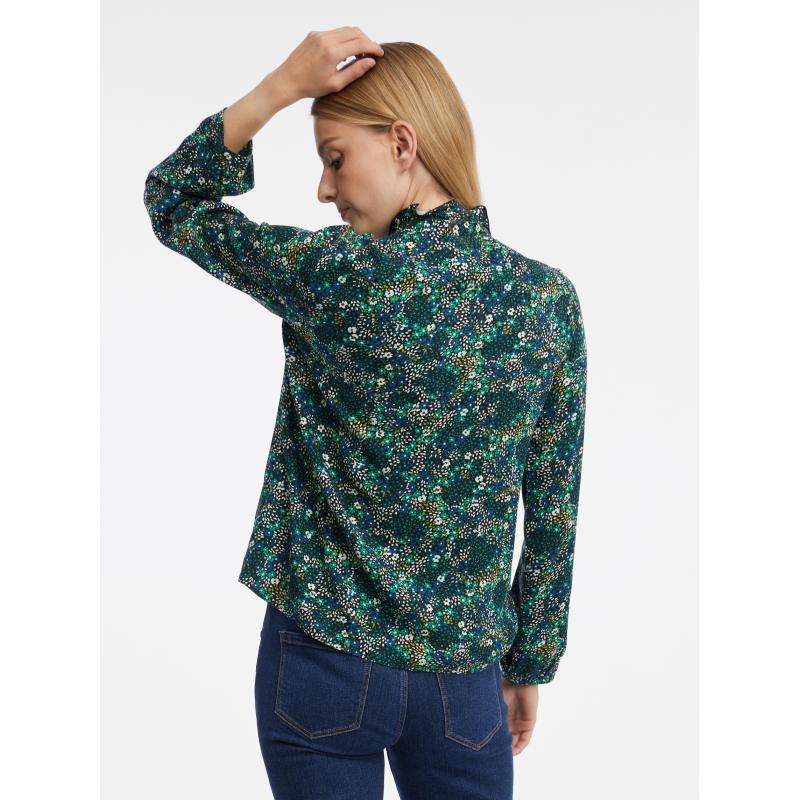 Tmavě zelené dámská květovaná halenka