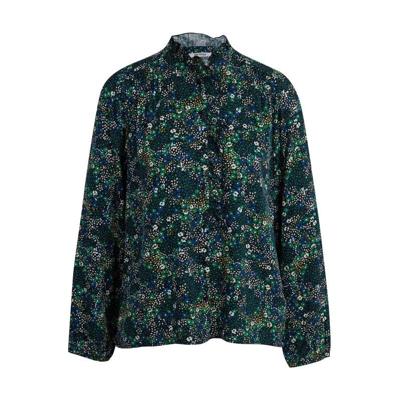 Tmavě zelené dámská květovaná halenka