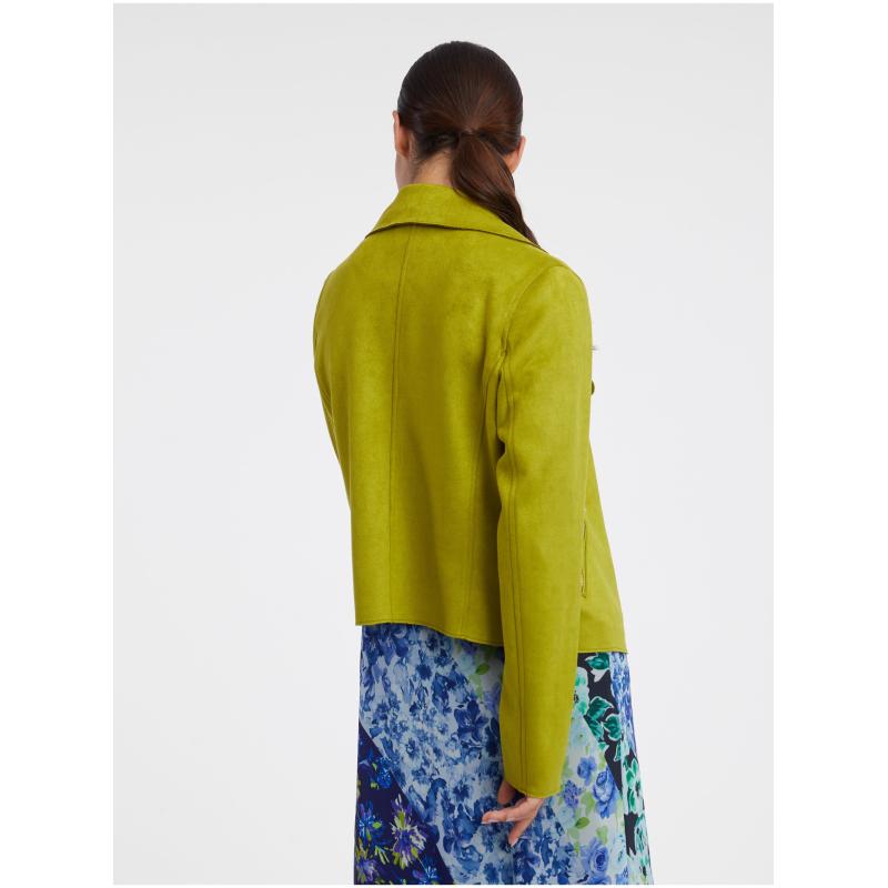 Világoszöld női könnyű szarvasbőr kabát