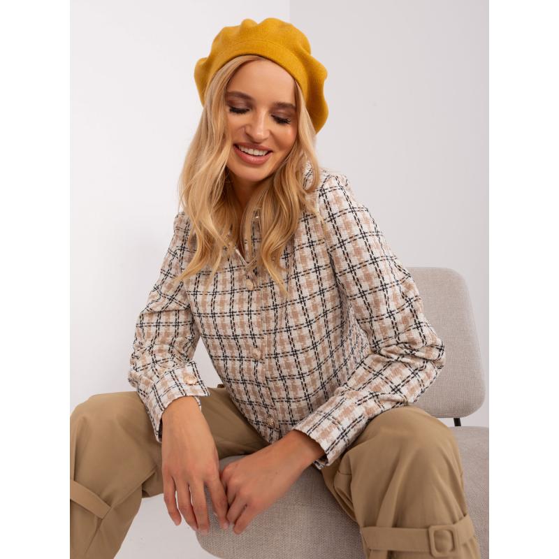 Dámský baret s kašmírem MA hořčicový 