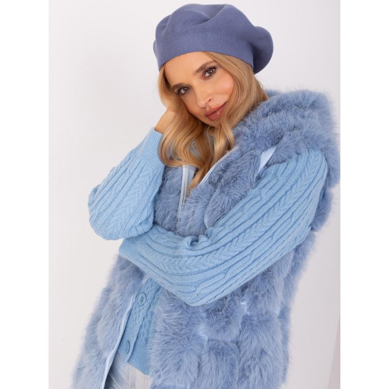 Dámský baret s kašmírem a bavlnou OLDECHI šedomodrý