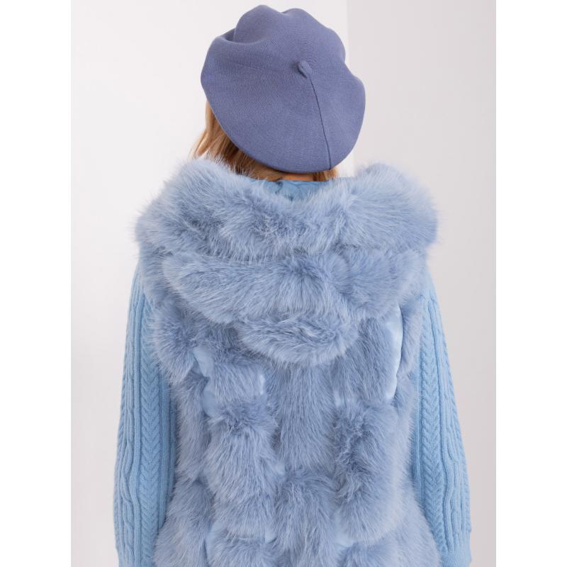 Dámský baret s kašmírem a bavlnou OLDECHI šedomodrý