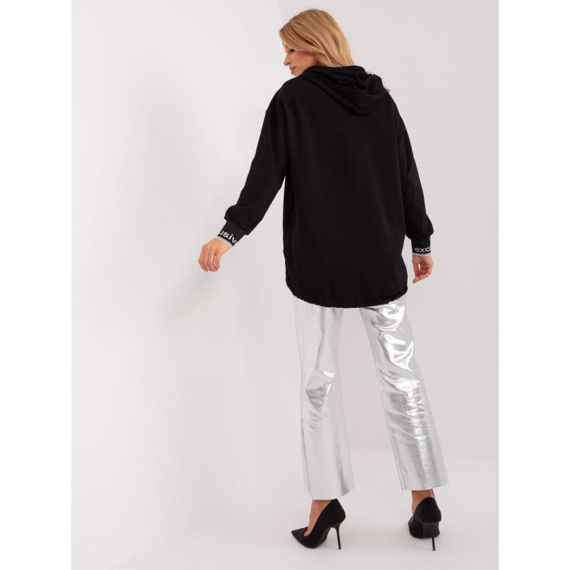 Női cipzáras kapucnis pulóver GHA fekete