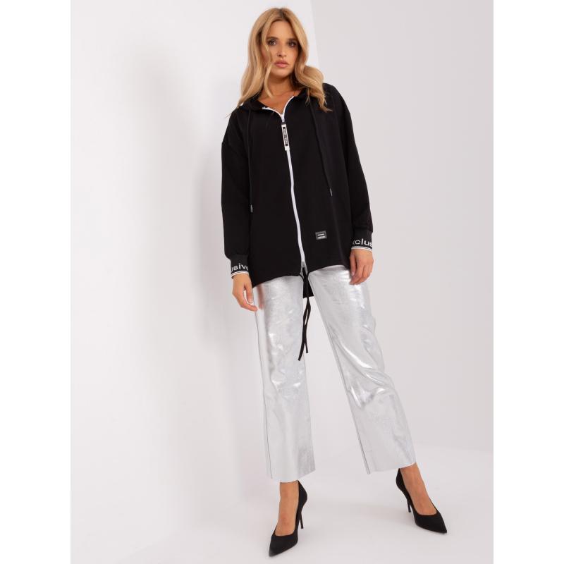 Női cipzáras kapucnis pulóver GHA fekete