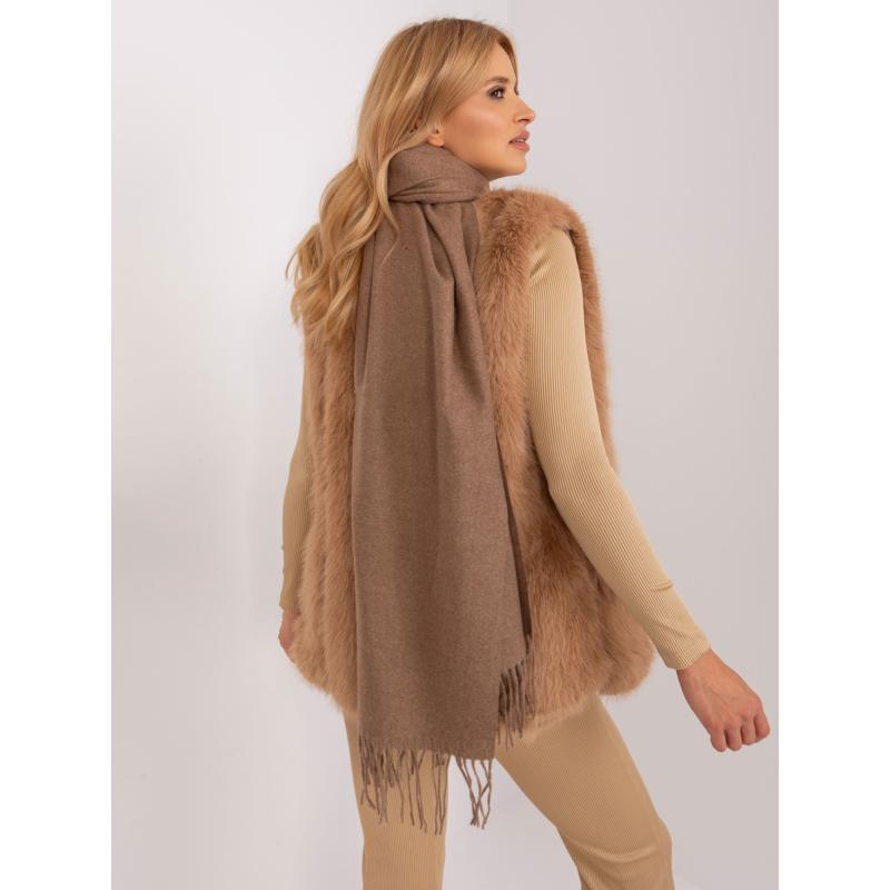 Női rojtos sál UNTELT sötétbarna