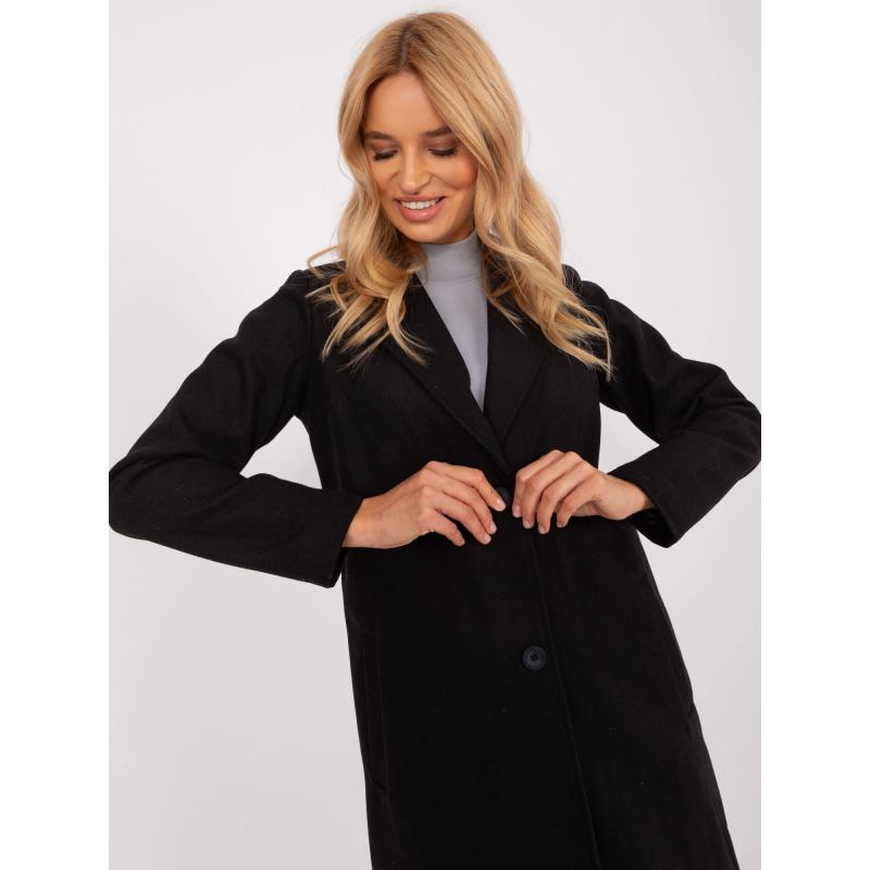 Dámský kabát s knoflíky a kapsami ITNY černý 