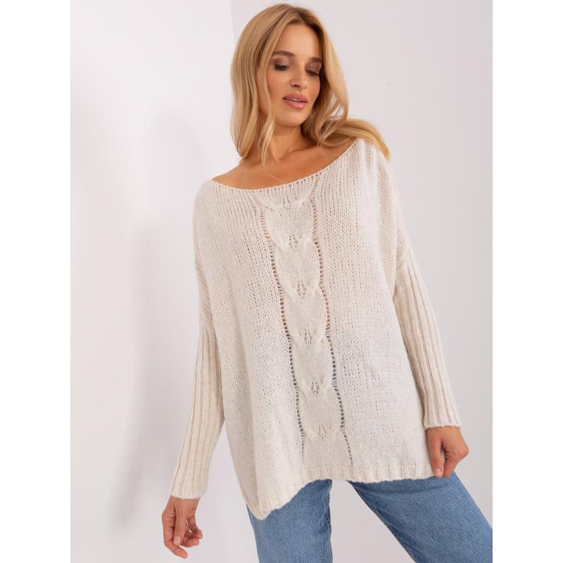 Dámský svetr volného střihu OCH BELLA ecru  