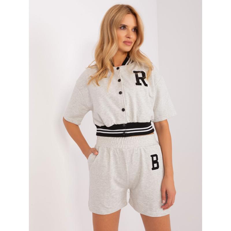 Dámská souprava pro volný čas s halenkou a šortkami ASLESS šedá