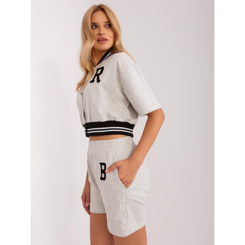 Dámská souprava pro volný čas s halenkou a šortkami ASLESS šedá
