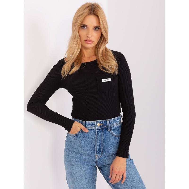 Női hosszú ujjú blúz kerek nyakkal SHY fekete