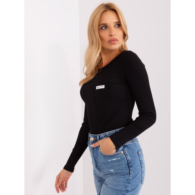 Női hosszú ujjú blúz kerek nyakkal SHY fekete
