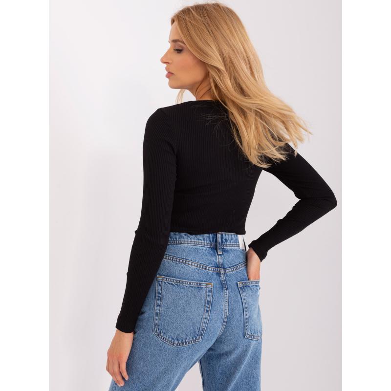Női hosszú ujjú blúz kerek nyakkal SHY fekete
