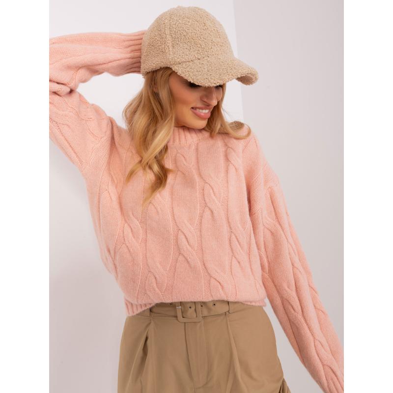 Női kockás kötött pulóver PEREY barack barack