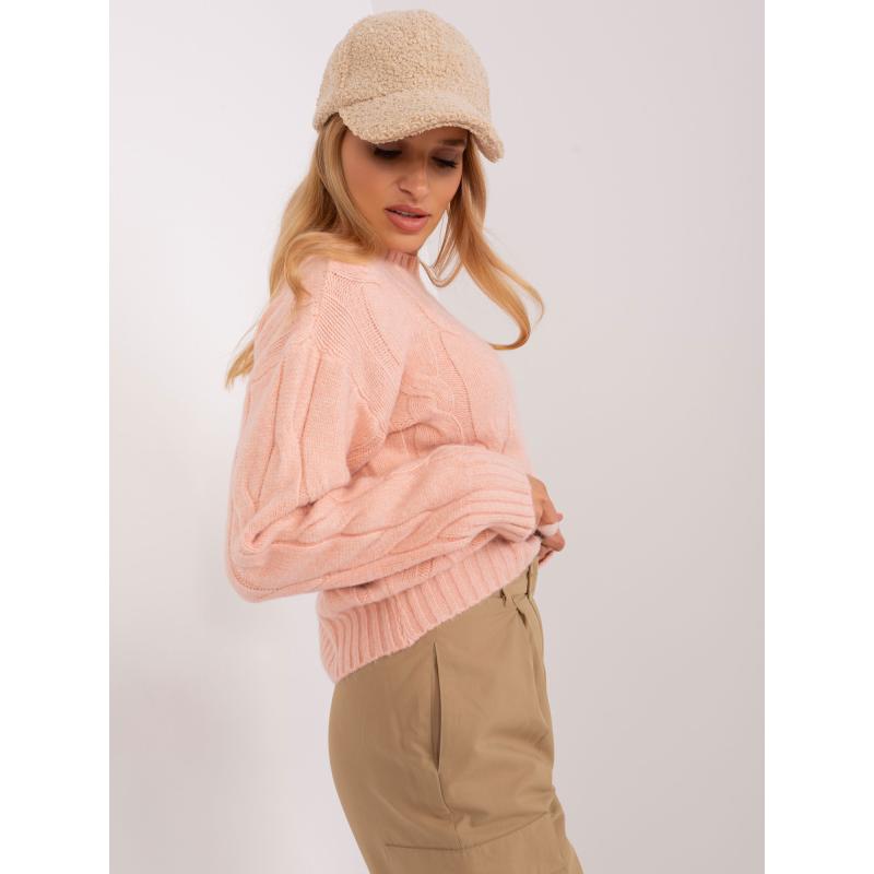 Női kockás kötött pulóver PEREY barack barack