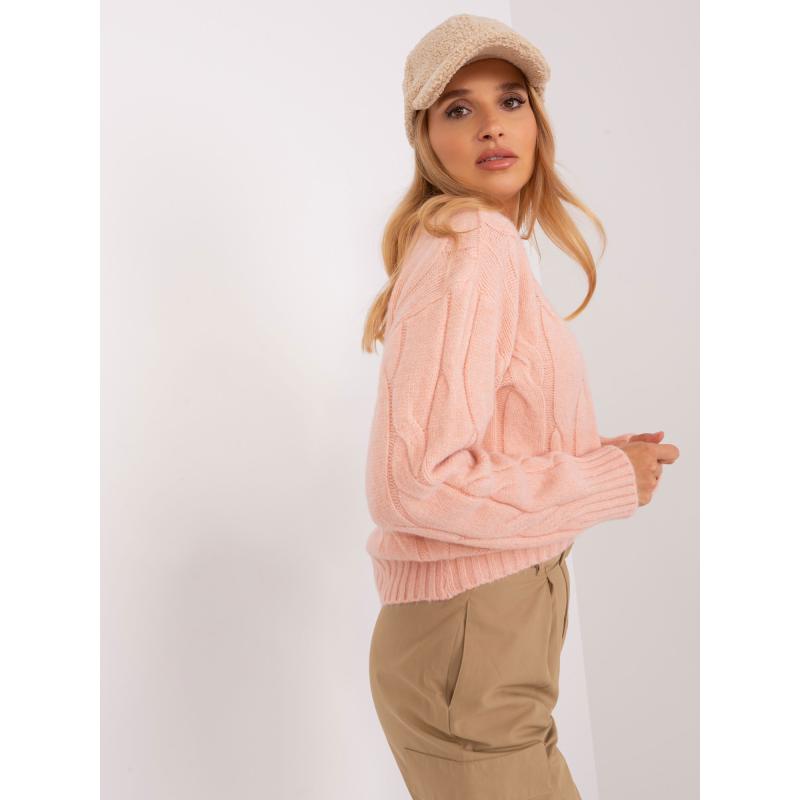 Női kockás kötött pulóver PEREY barack barack