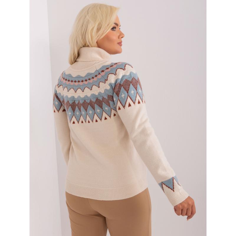 Dámský svetr se vzory plus size SUBEL světle béžový