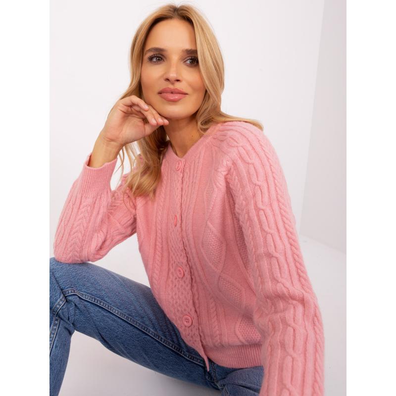 Dámský svetr s úpletem ESTE světle růžový