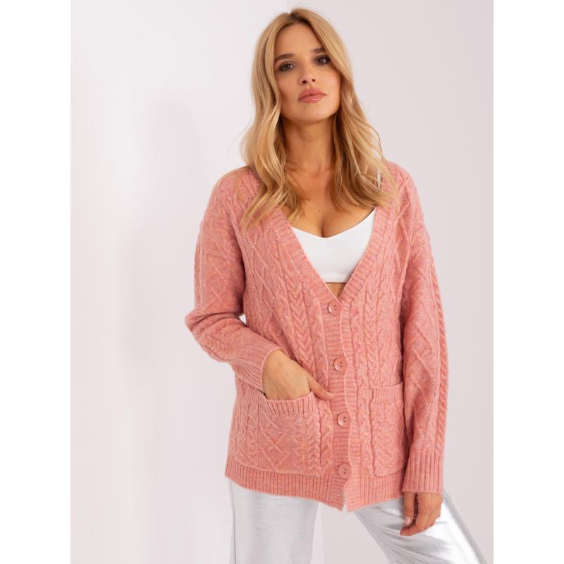 Női kockás pulóver HOCER világos rózsaszín