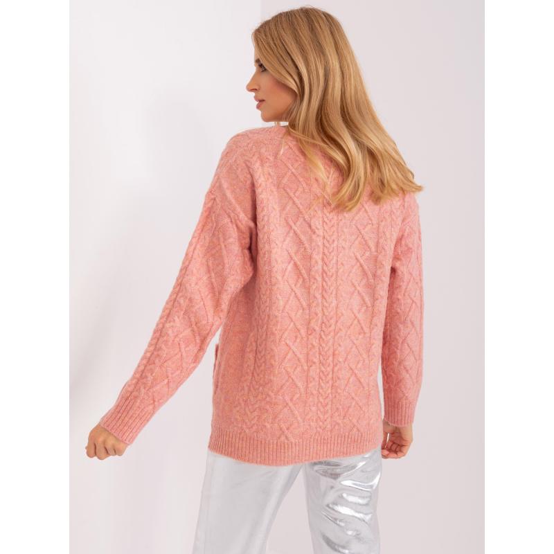 Női kockás pulóver HOCER világos rózsaszín