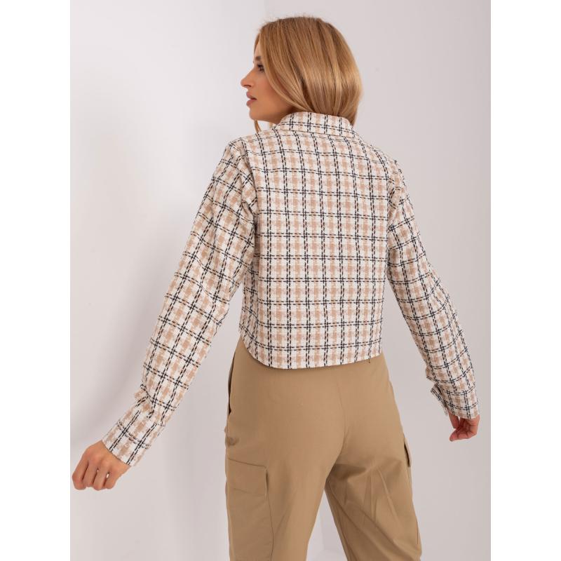 Dámská košile s knoflíky kostkovaná krátká PHUKAL béžová 
