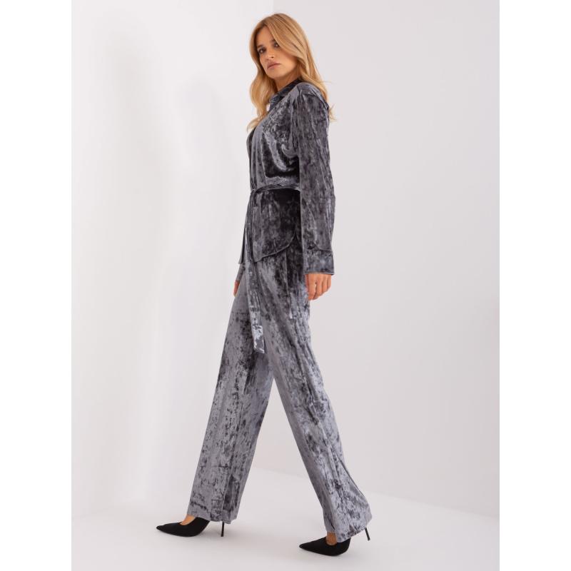 Dámská souprava s košilí YAS tmavě šedá  