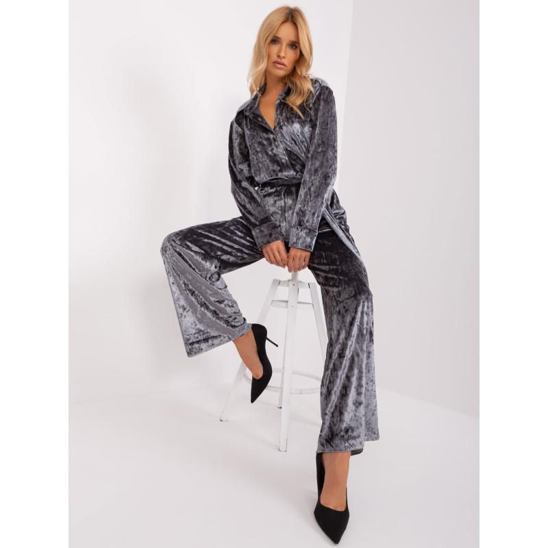 Dámská souprava s košilí YAS tmavě šedá  