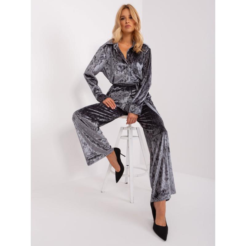 Dámská souprava s košilí YAS tmavě šedá  