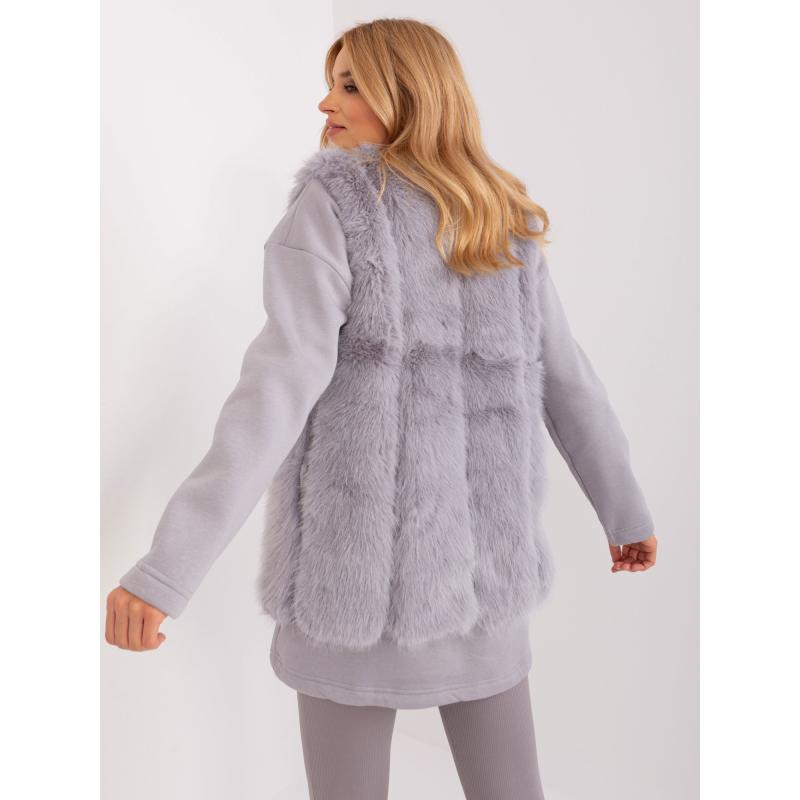 Dámská vesta s kožešinovou podšívkou BINA šedá 