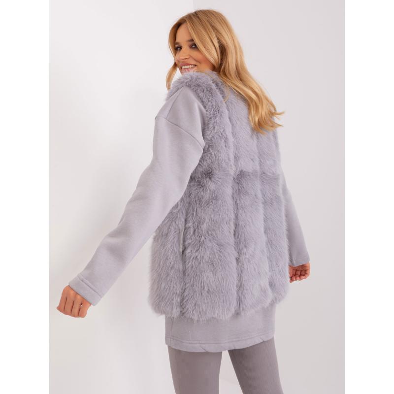 Dámská vesta s kožešinovou podšívkou BINA šedá 